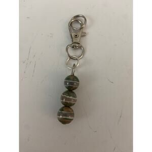 Handmade Tibetan Agate Stone Purse Charm Keyring